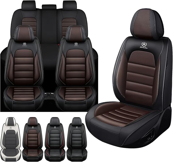 Car Seat Cover Fit for Honda CR-V 2014-2026 Waterproof Seat Covers,Nappa Faux Leather Breathable and Comfortable,Car Seat Protector Car Interior Accessories (Full Set) Coffee&Black