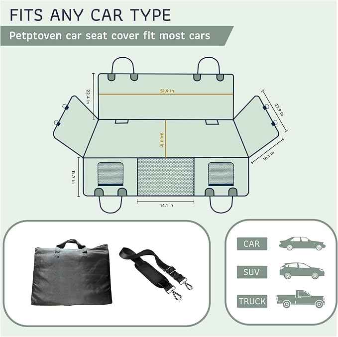 Katziela Back Seat Extender for Dogs-Large Space, Dog Car Seat Cover Hard Bottom Covered with 2 Foams Sturdy Backseat Extender for Dogs, Waterproof Dog Hammock for Car, SUV, Truck Car Bed 425Lbs