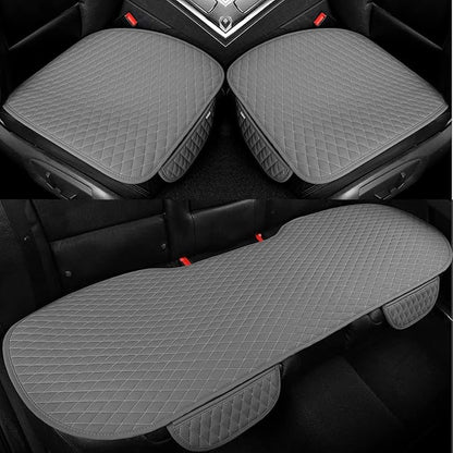 West Llama Pu Leather Car Seat Bottom Covers Protectors Include 1 Pair Front Driver Seat Pad Mat and 1 Rear Bench Cover Universal Fit 90% Vehicles,Gray