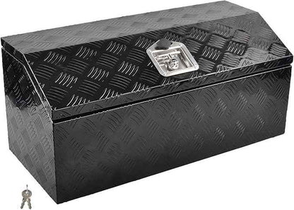 30 Inch Aluminum Trailer Tongue Tool Box 5 Bar Tread Wide Utility ToolBox for Pick Up Truck RV Storage Organizer Tool Box with Lock and Keys - 30"X13.2"X13.5" Black