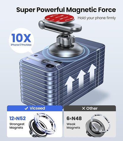 VICSEED Tesla Phone Mount【Strongest Magnet Power】Foldable Hidden Tesla Phone Holder Fit for All Phone, Tesla Model 3 Model Y for MagSafe Car Mount, Tesla Model 3 Accessories, Tesla Model Y Accessories