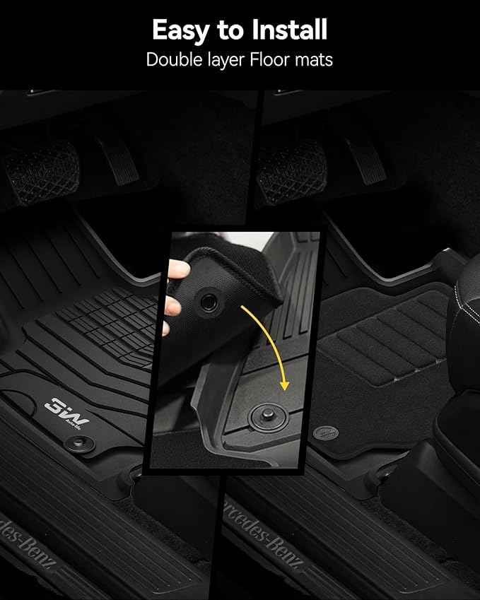 3W Floor Mats with Carpet & Cargo Liner for Tesla Cybertruck 2023 2024 2025 2026, All Weather Waterproof Heavy Duty Accessories Custom Fit Automotive Double Layer Floor Liners & Sub Storage Trunk Mat