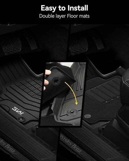3W Floor Mats with Carpet & Cargo Liner for Tesla Cybertruck 2023 2024 2025 2026, All Weather Waterproof Heavy Duty Accessories Custom Fit Automotive Double Layer Floor Liners & Sub Storage Trunk Mat
