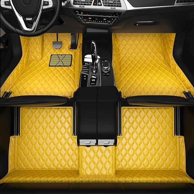 Customized Personalized car Floor MATS Luxury Full-Body car Floor mats are Suitable for 99% of Vehicle Models (Pickup Trucks/SUVs/sedans) and Offer Personalized Text Customization (Yellow)