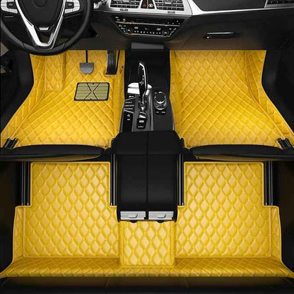 Customized Personalized car Floor MATS Luxury Full-Body car Floor mats are Suitable for 99% of Vehicle Models (Pickup Trucks/SUVs/sedans) and Offer Personalized Text Customization (Yellow)