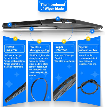 Windshield Wiper Blades Replacement for Mazda CX3 CX-3 2016 2017 2018 2019 Original Factory Quality Front Rear Wipers Blade Set for My Car - 22" 19" 10" (Pack of 3)