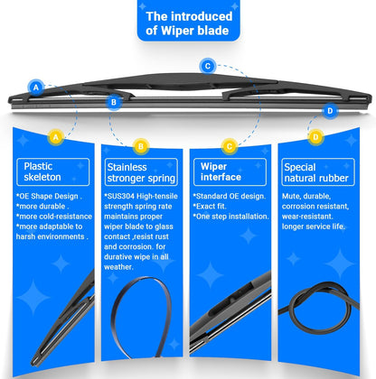 Windshield Wiper Blades Replacement for Subaru Ascent 2019 2020 2021 2022 2023 Original Factory Quality Front Rear Wipers Blade Set for My Car - 26" 20" 14" (Pack of 3)