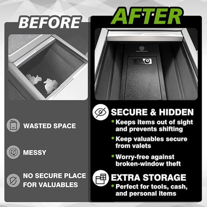 for 2026+ Tesla New Model Y Juniper Center Console Safe Gun Safe Vault Hidden Console Storage Interior Vault LockBox Anti-Theft Biometric Fingerprint Lock (Not fit Standard Trim)