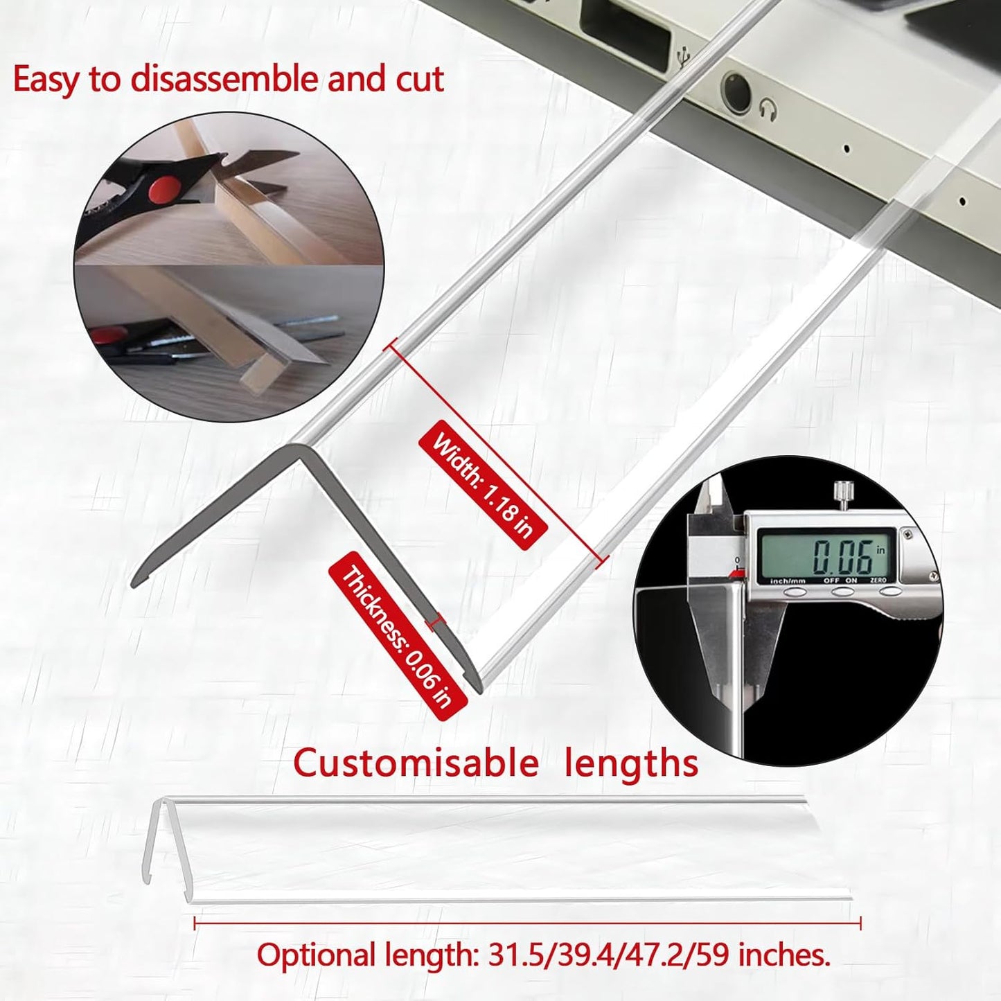 Wall Corner Protector - 2PCS, 39.4"x1.18" - Self Adhesive Clear Corner Protectors for Walls, Cabinet Doors, Edge Protector Trim; Easy to Install Corner Guards for Walls (120cm x 3cm)