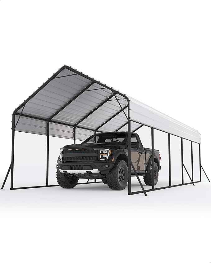 GarveeLife 13x26x11 Ft Oversized Metal Carport, Steel Heavy Duty Car Ports for All-Weather, Tall Carport for Full-Size Pickup Trucks, Boats, and Tractors