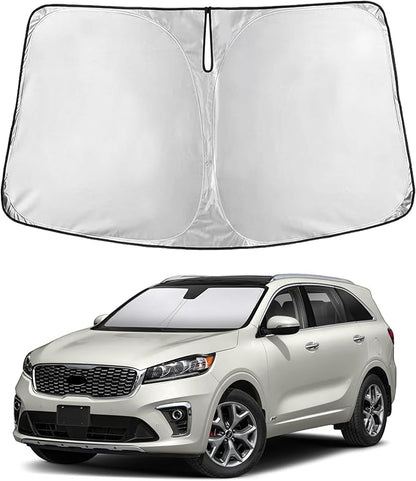 EcoNour Windshield Sun Shade for Kia Sorento 2016–2020 | Front Window Sunshade | Foldable Car Sun Protector | Blocks UV Rays & Keeps Interior Cooler