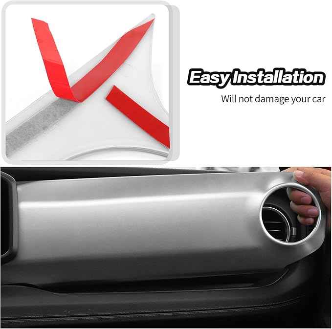 JeCar 2pcs for 2024+ Jeep Wrangler JL Silver Interior Accessories Center Console Dash Panel Cover Trim Overlay