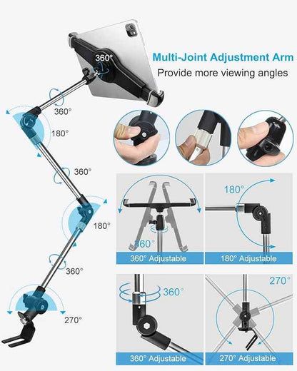 woleyi Car Truck Seat Rail Large Tablet Mount, Car Floor Bolt Tablet Holder Stand with 360° Rotation Foldable Arm for iPad Pro 12.9/Air, Galaxy Tabs, Surface Pro/Go, Kindle Fire and 9.5-14.5" Tablets