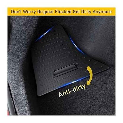 Trunk Organizer ，Compatible for Tesla，Model 3 2024 2025 Waterproof Rear Trunk Storage Bins Side Box with Carpeted Lip Car Travel Accessories(4pcs with TPE Lids)