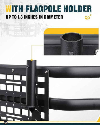 Truck Bed Extender for Ranger 2011-2025, Tailgate Mount Cargo Extension with MOLLE Panel and Flag Pole Mount, Fold-in/Fold-Out Pickup Storage