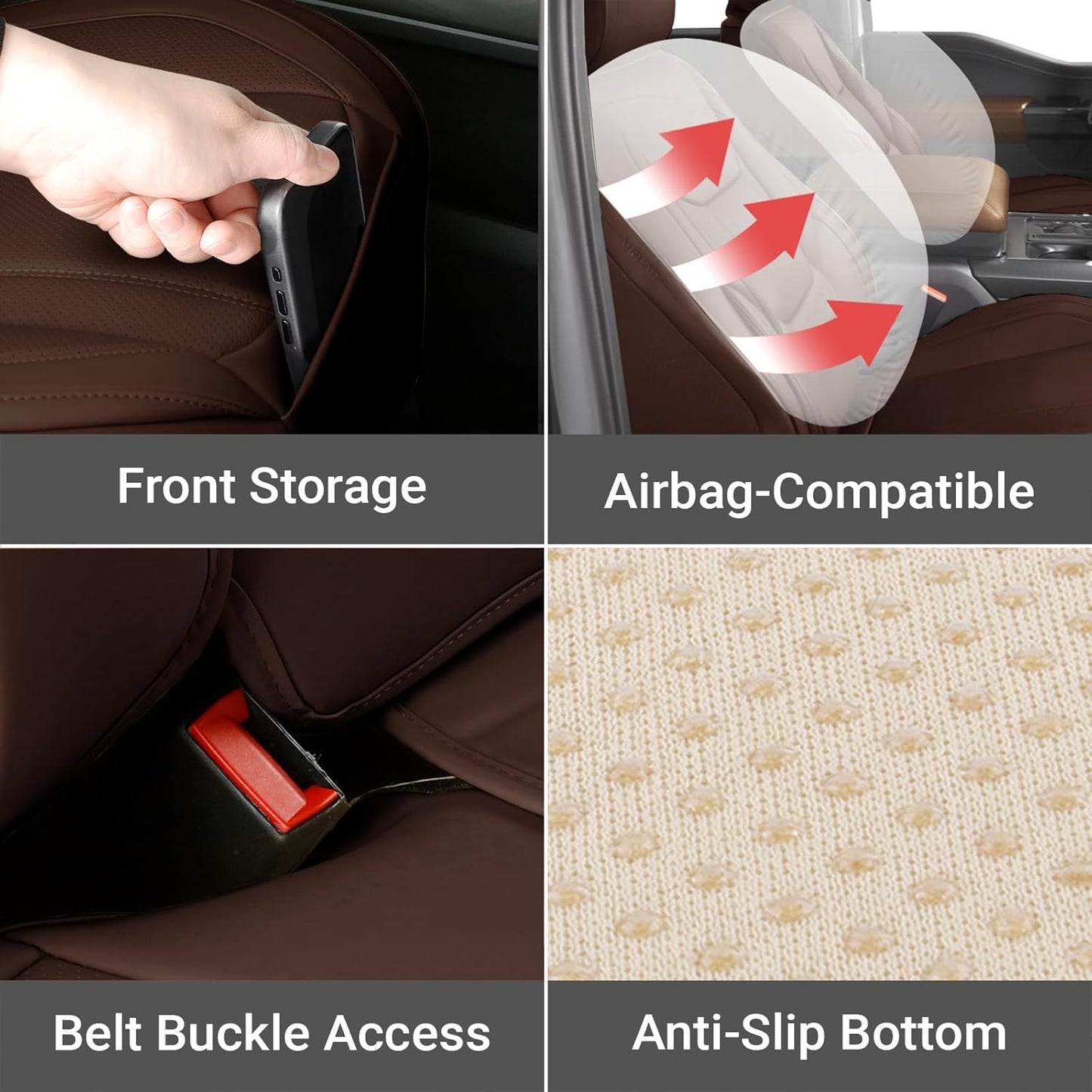Coverland Custom Car Seat Covers Compatible with 2024-2025 Tacoma Xtra Cab, Double Cab - Premium Leather Non-Slip Waterproof Custom Interior Protector Full Set-Dark Brown [See Size Chart-Size X143]