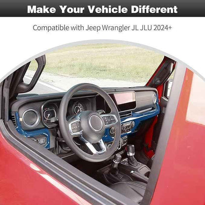 CheroCar for JL Center Console Headlight Air Conditioning Control Panel & Co-Pilot Handle Panel Interior Accessories fit for Jeep Wrangler JL JLU 2024+,Blue