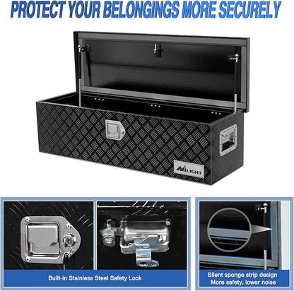 Nilight 39 Inch Truck Tool Box Heavy Duty Aluminum Stripes Plated Pick Up Truck Bed Toolboxes 39"x13"x10" Waterproof Storage Organizer for Bed of Truck RV Trailer with Side Handle Lock Keys, Black