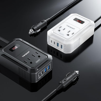 200W Car Power Inverter DC 12V to 110V AC Inverter with PD 65W/30W USB C & 2 QC 18W USB Ports & 2 AC Outlets,Car Pluɡ Adapter Outlet for Laptop/Phone/Road Trip