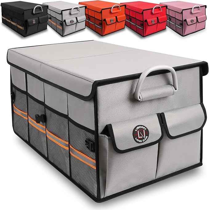 Car Trunk Organizer, Cargo Organizer SUV Trunk Storage Non Slip Bottom Waterproof Collapsible Durable Multi Compartments-(Standard,Gray)