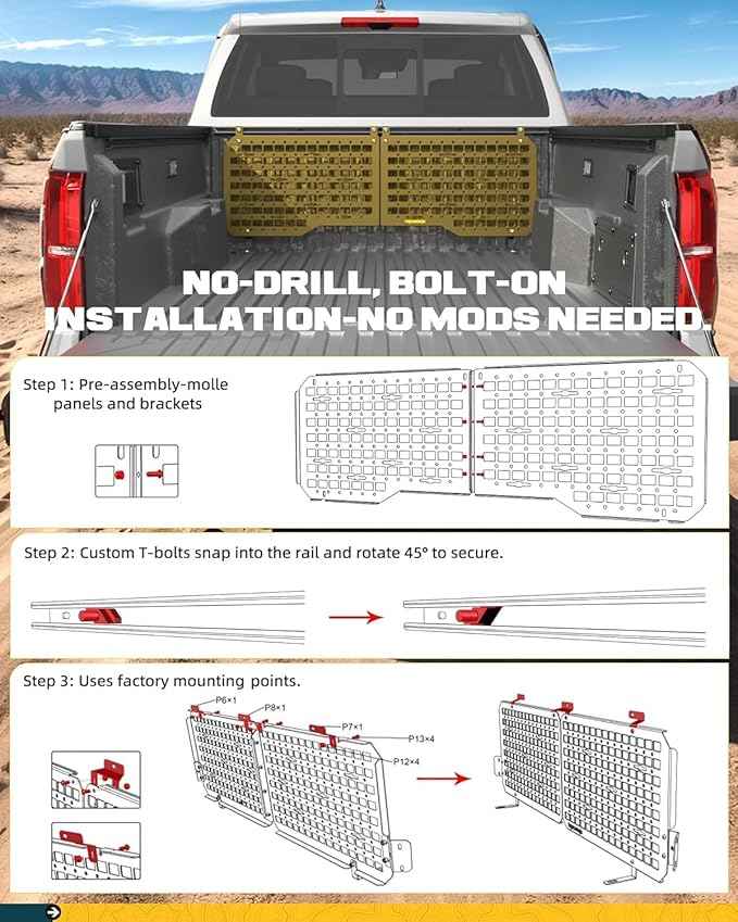Front Bed MOLLE Panel Fit for 5.5 Feet Toyota Tundra 2022-2025 2026 Truck Storage Organizer System