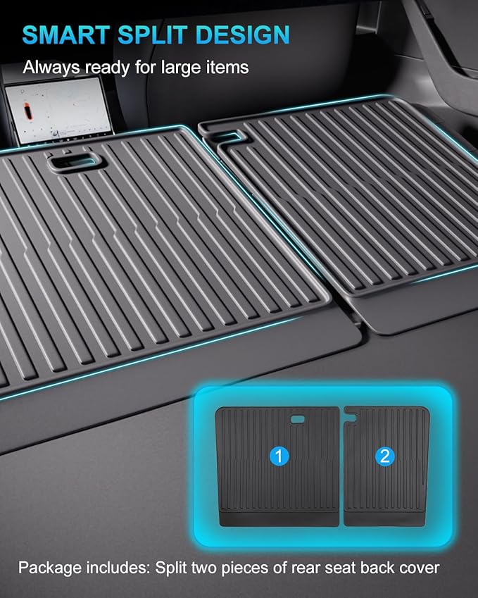 2nd Row Seatback Protector Compatible with Tesla Model 3 Highland 2024-2026 5 Seat Back Seat Cover Mat All Weather Cargo Liner Accessories | Custom Fit Trunk Protection (2PCS Backrest Protector)