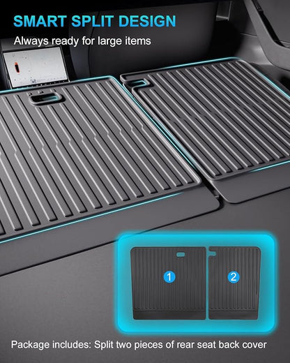 2nd Row Seatback Protector Compatible with Tesla Model 3 Highland 2024-2026 5 Seat Back Seat Cover Mat All Weather Cargo Liner Accessories | Custom Fit Trunk Protection (2PCS Backrest Protector)