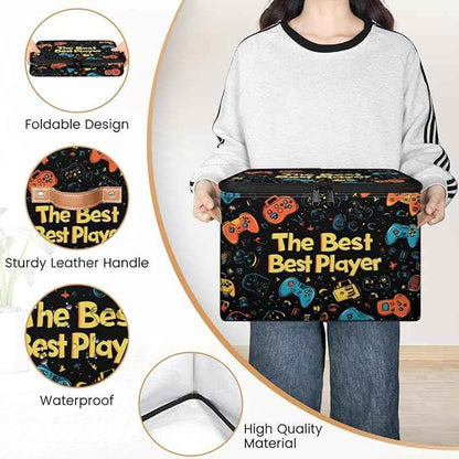 Game Storage Bins with Zipper Lids for Bedroom Kitchen Bathroom Storage Basket Foldable Toy Cube Storage Organizer for Kid Teen Women Men