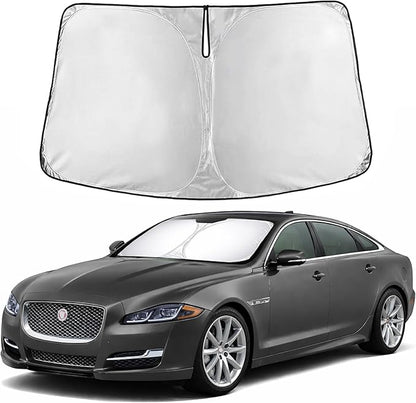 EcoNour Windshield Sunshade for Jaguar XJ 2010–2019 | Custom Fit Front Window Sun Shade | Blocks Harmful UV Rays & Reduces Heat | Foldable Sun Visor with Storage Pouch