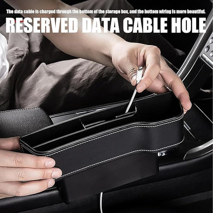 Car Seat Gap Filler Organizer for Tesla Model 3/Model S/Model X/Model Y/Cybertruck/Roadster Seat Organizer Multifunctional Durable Auto Leather Cup Holder Gap Organizer,Beige-2PCS