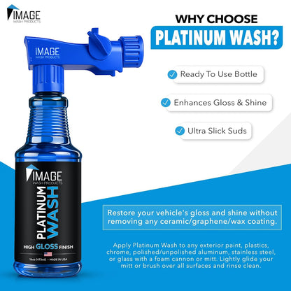 Image Wash Products - 16oz Platinum Wash Car Soap – Car Wash Foam Soap for Foam Cannon & Pressure Washer | High Gloss RV/Truck Wash Soap | Bubble Gum Scent, Detailer Grade Car Soap