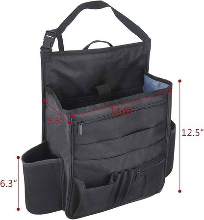 LUXJA Car Front Seat Organizer with Laptop and Tablet Storage Pockets, Car Seat Organizer with Back Adjustable Straps, Black