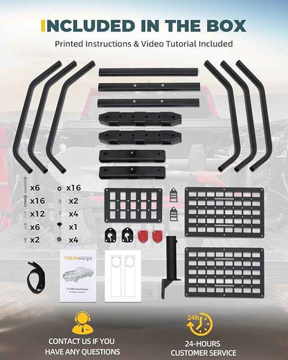 Truck Bed Extender Fit for Toyota Tacoma 2016-2026, Upgraded Tailgate Extender with MOLLE Panel and Flag Pole Mount