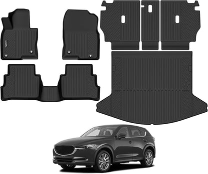 Tongama-Floor Mats for 2017-2025 Mazda CX-5, All Weather TPE Floor Liners and Trunk Mat and Backrest Mats Protectors for Mazda CX-5 Waterproof Interior Accessories