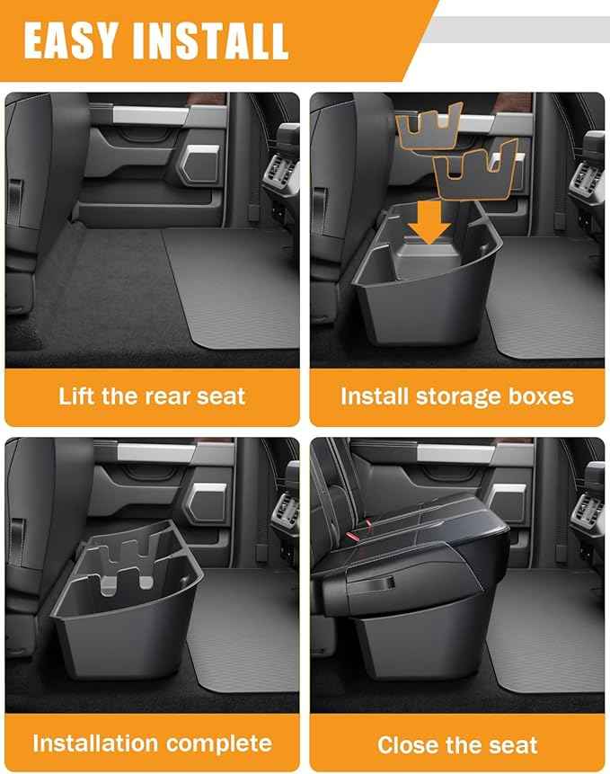 KINGGERI Under Seat Storage Boxes Compatible with 2015-2026 Ford F-150 F150 SuperCrew Cab, 2017-2026 Ford F-250 F-350 F-450 F-550 Super Duty, Upgraded Rear Under Back Seat Cargo Tool Box Organizer
