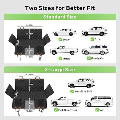 Zanch 2025 Upgraded Dog Car Seat Cover, 450 lbs Heavy Duty Hard Bottom, Waterproof & Anti-Scratch Back Seat Protector, Nonslip Pet Hammock Extender for Mid SUVs, Trucks, Standard-Black