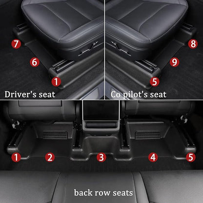 Front Seat Guide Rail Protector Under Seat Floor Mats for Tesla Model Y Juniper, 9PCS TPE Track Rail Trim Cover Underlay Protector Guards for Model Y Juniper Interior Accessories 2026