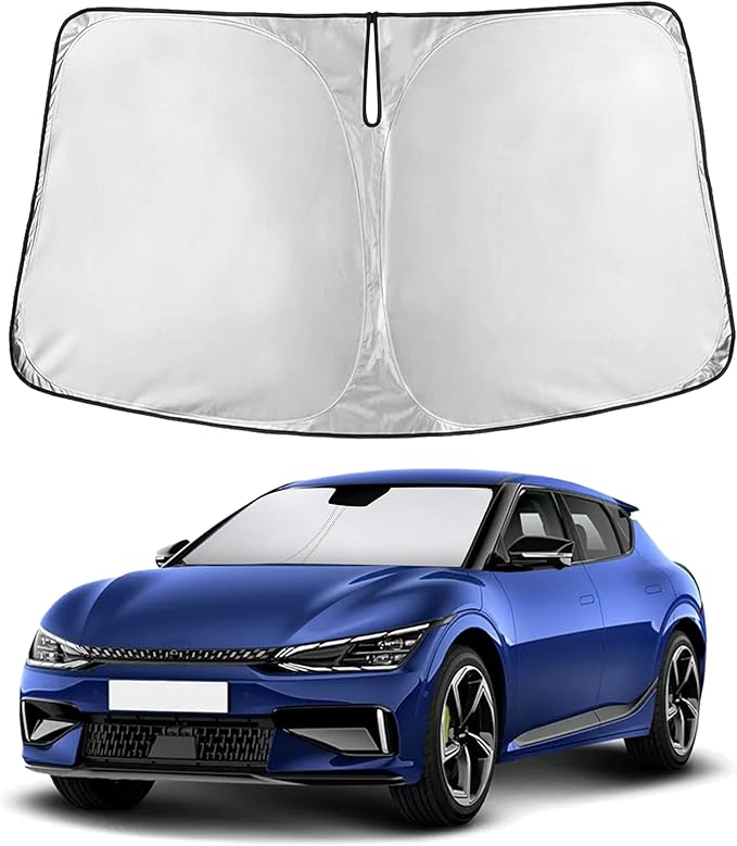 EcoNour Windshield Sun Shade Compatible for Kia EV6 2022–2026 | Crossover Front Window Sunshade | Foldable Sun Visor Protector | UV Protection & Heat Reduction