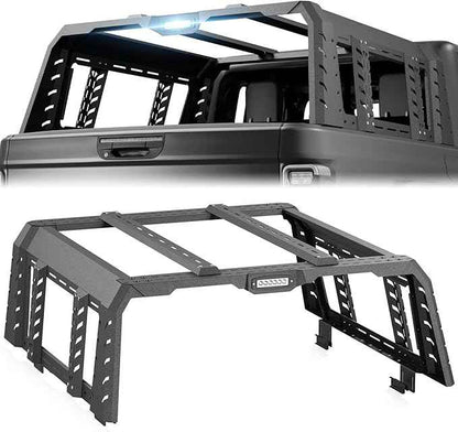 22" High Overland Bed Racks Truck Cargo Carrier Compatible with 2020-2026 Gladiator JT with LED Lights and Bed Rails, Full-Size Truck Rear Ladder Rack Back Cross Bars