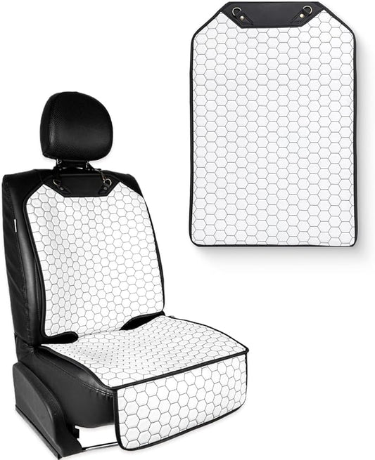 Owleys Kick Mat Back Seat Protector - Car Back Seat Cover for Kids Feet - Waterproof & Sturdy Protector for Upholstery from Dirt, Mud, Scratches and Stain (White Set)