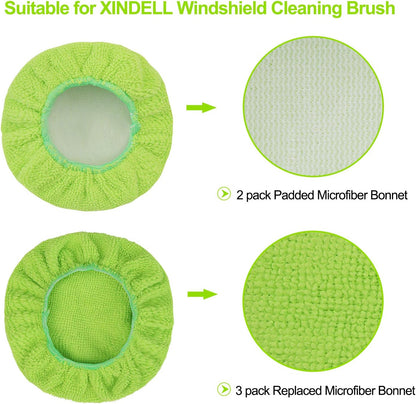 XINDELL 5 Pack Microfiber Pads – Replacement Heads Cover for Xindell Windshield Cleaner Tools. Washable & Reusable Triangle Pads (Green). Fits Window Reach Tool - Handle Not Included