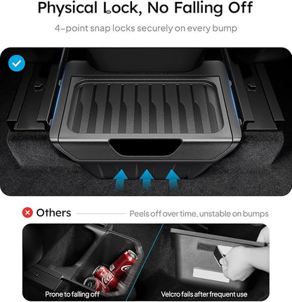 Wigoo Upgrade Tesla Model Y Accessories Rear Center Console Organizer [Partitioned Storage & Stable Installation] Backseat Storage Box for Tesla Model Y 2020~2025 (Not Fit Model Y Juniper)