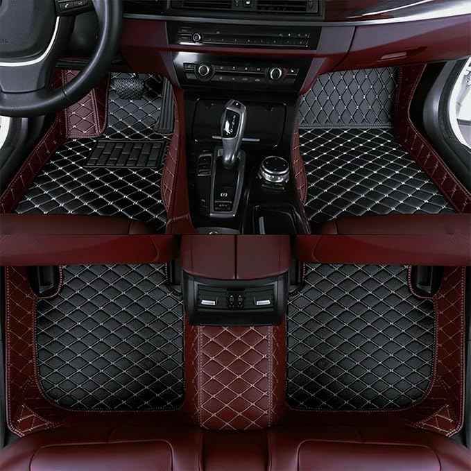 Yaruicar Custom Car Floor Mats for 2002-2026 Cadillac ATS CTS CT6 DTS Escalade Lyriq GT4 Optiq SRX SLS XT4 XT5 XT6 XTS Car Full Coverage Non-Slip Floor Liners (Coffer Black Beige)