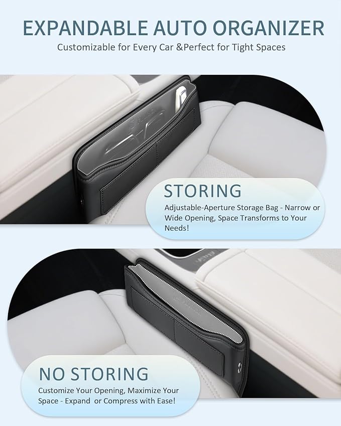 Florich Car Seat Gap Filler Organizer, Premium Leather Car Gap Filler for Car, Car Seat Organizer and Storages Between Seat Car Gap Filler Universal Fit for Car Suv Truck
