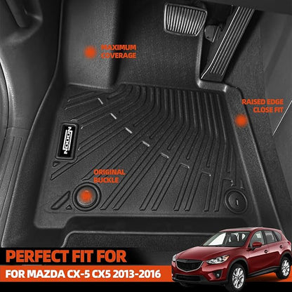 Custom Fit Floor Mats for Mazda CX-5 CX5 2013-2016, All Weather TPE Floor Liners with Trunk Mat & Backrest Protectors, Odorless Full Set Interior Accessories