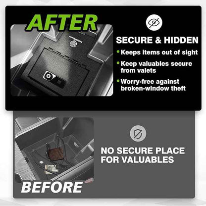 VaultsOnWheels for 2026 2025 2024 Chevrolet Silverado EV/GMC Sierra EV Center Console Storage Hidden Console Storage Interior Vault LockBox Anti-Theft Biometric Fingerprint Lock
