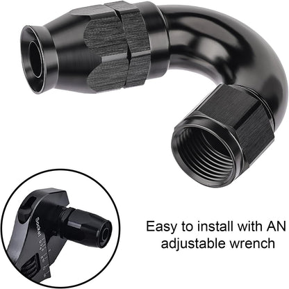EVIL ENERGY 12AN 150 Degree PTFE One Piece Full Flow End Hose Fitting Aluminum Black