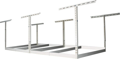 MonsterRax 4x8 Overhead Garage Storage Rack Frame Kit - Hanging Storage Shelves, Ceiling Storage Rack System, Overhead Garage Organizers And Storage, Ceiling Shelving - (White, 18"-33")