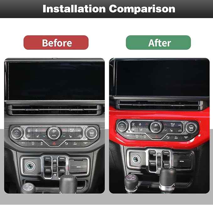 CheroCar for JL Center Console Headlight Air Conditioning Control Panel & Co-Pilot Handle Panel Interior Accessories fit for Jeep Wrangler JL JLU 2024 20205 2026,Red