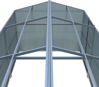 LANTRO JS 13x20ft Outdoor Storage Shed, Metal Storage Shed, Heavy Duty Large Metal Garage Shed with 2 Doors and 4 Vents